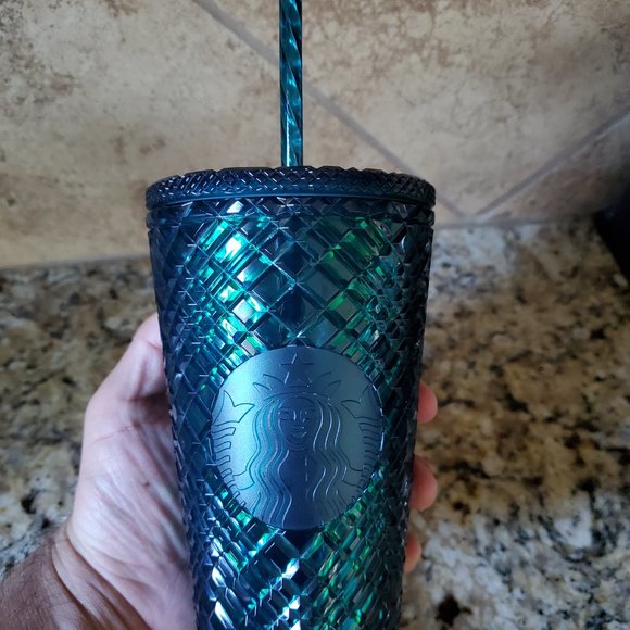 Starbucks 2021 Winter Holiday Jeweled Grande Cold Cup Tumbler 16 Oz Set Of 2 - Picture 4 of 6